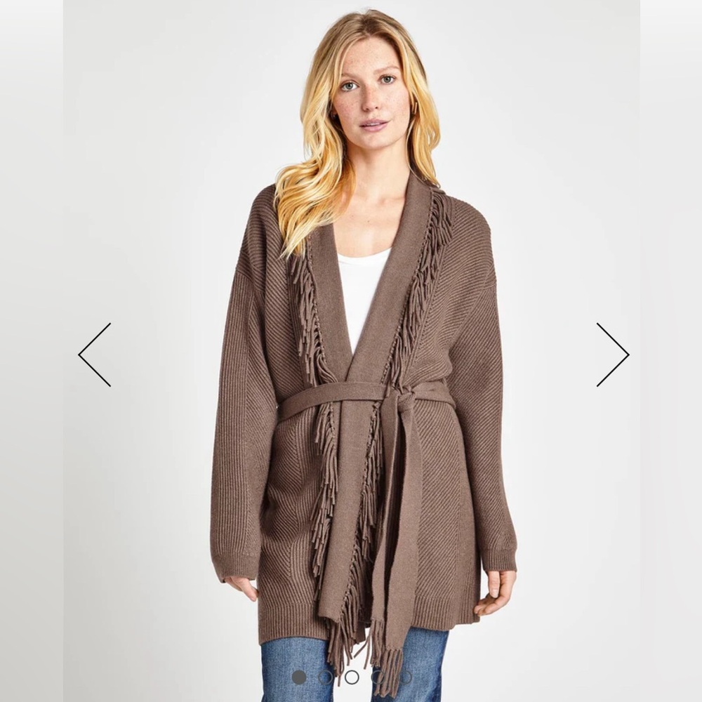 Splendid Cora Fringe Cardigan S Toffee Heather - excellent condition